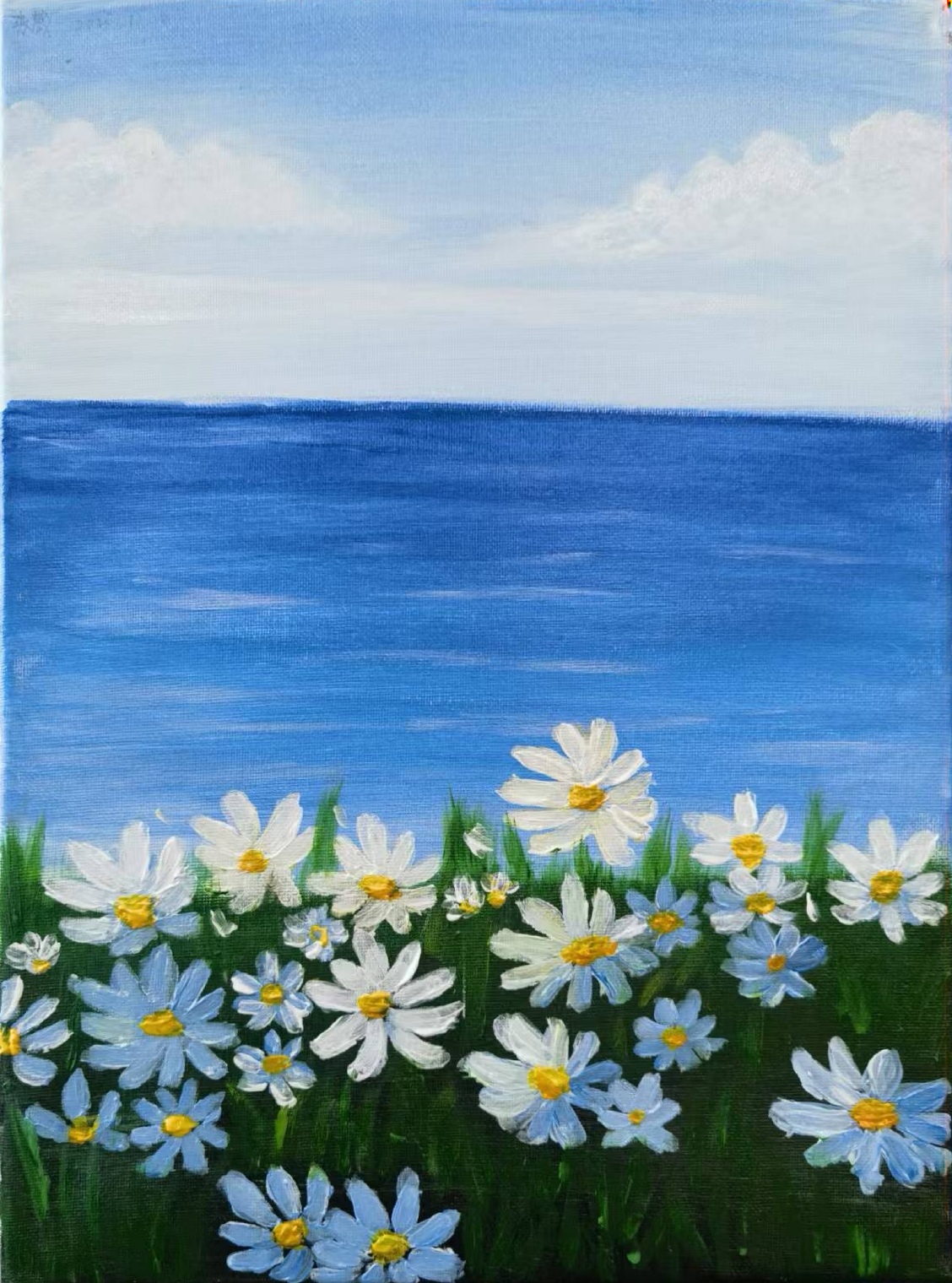 海把蓝色借给了雏菊